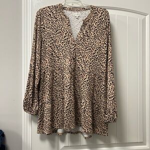 Leopard Print Wonderly blouse. Size large